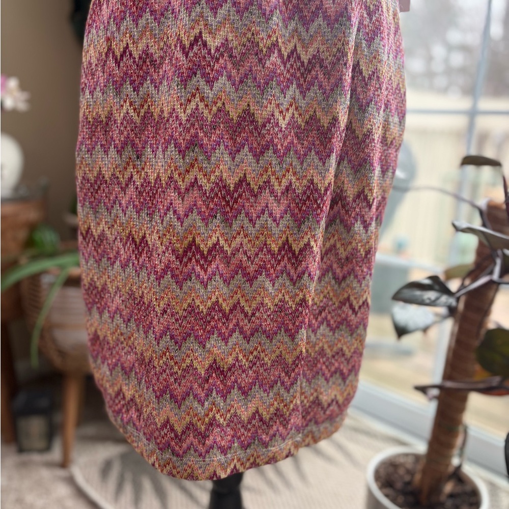 NWT Siena Studio Pink and Orange Zigzag Midi Dress - Picture 4 of 14
